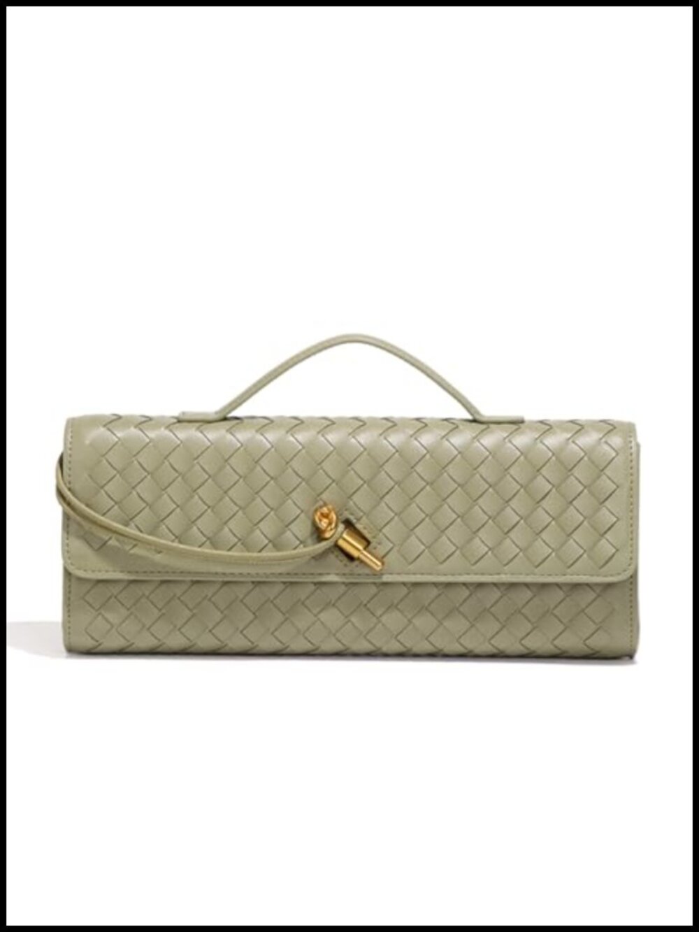Handwoven Leather Evening Clutch Crossbody Bag with Shoulder Strap